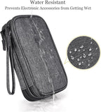 CAAORDKSO Electronics Organizer Case, Cable Organizer Bag Waterproof Electronic Accessories Carry Case with Handle for Cable, Cord, USB, Charger, Phone, Power Bank, Earphone (Dark Gray, Medium)