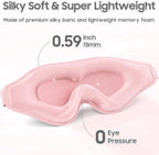 Sleep Mask - Total Blackout 3D Sleeping Mask, Super Lightweight & Silky Soft Eye Mask for Sleeping, Fully Adjustable Fit for Home, Office, Traveling, Meditation, Yoga, Pink