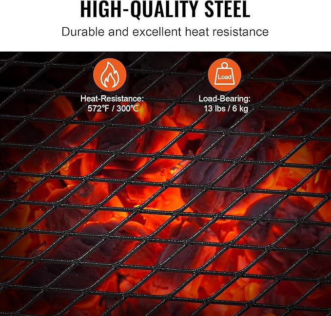 VEVOR Folding Campfire Grill, 18" Portable Camping Grates Over Fire Pit, Heavy Duty Steel Mesh Grate, Camp Fire Cooking Equipment with Legs Carrying Bag, Grilling Rack for Outdoor Open Flame Cooking