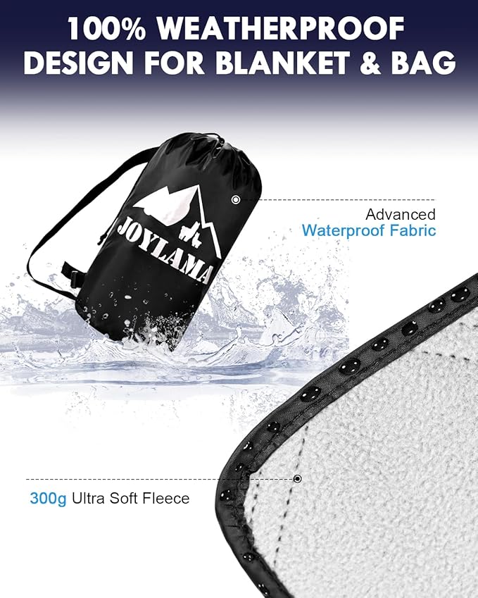 Outdoor Camping Blanket, Fleece Waterproof Stadium Blanket with Portable Bag, Lightweight for Cold Weather, Sports, Pet, Beach, Picnic, Stadium, Travel, Car, 79 * 54inch