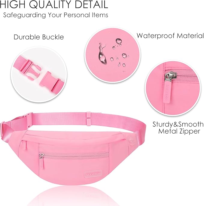 MAXTOP Large Crossbody Fanny Pack with 4-Zipper Pockets,Gifts for Enjoy Sports Festival Workout Traveling Running Casual Hands-Free Wallets Waist Pack Phone Bag Carrying All Phones