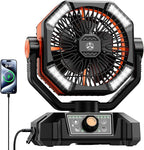 Camping Fan, 20000mAh Battery Powered Fan with LED Lantern, Rechargeable Battery Operated Oscillating with Remote Hook, 8 Speeds Outdoor Fans for Teny, Picnic, Fishing, Travel, Jobsite