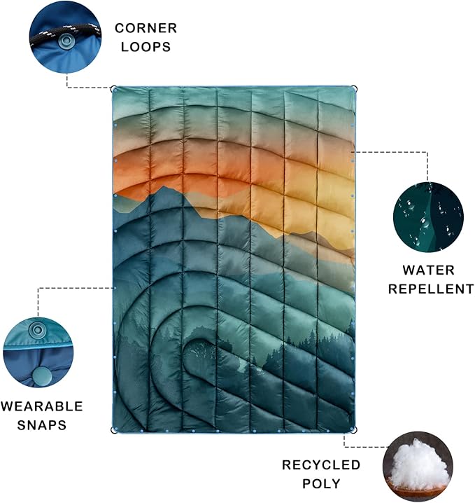 Camping Blanket,Lightweight Puffy Printed Camping Blanket Packable Outdoor Blanket for Camping,Traveling, Stadium, Hiking, Picnics