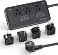 2000W Voltage Converter US to Europe for Hair Dryers, 7-in-1 220V to 110V Converter for European Travel with 3 AC/2 USBA/2 USBC Ports, Universal Power Converter Adapter Combo with EU/UK/IT/AU (Black)