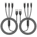 Multi Charging Cable(2pack 4ft), 3 in 1 Charger Cable Nylon Braided Phone Charger Cord, Universal Charging Cable with Type-C/Micro USB and IP Port, Compatible with Most Cell Phones and More