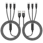 Multi Charging Cable(2pack 4ft), 3 in 1 Charger Cable Nylon Braided Phone Charger Cord, Universal Charging Cable with Type-C/Micro USB and IP Port, Compatible with Most Cell Phones and More
