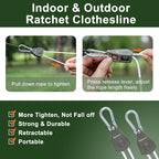 Vigorport Retractable Travel Clothesline, Portable Clothes Line Heavy Duty Rope Pully System with Carabiner for Outdoor Camping, Cruise Ships, Indoor Backyard, Balcony (White, 28Ft)