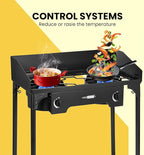 VIVOHOME 150,000 BTU Double Burner Propane Stove, Heavy-Duty Outdoor Portable Camp Stove with Windscreen & Detachable Legs for Camping, Backyard, BBQ Cookouts