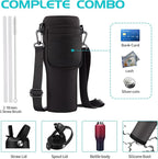 40 oz Insulated Water Bottle with Straw and Spout Lid, Stainless Steel Water Bottle Fits in Cup Holders, Double Wall Metal Flask Large Water Cup for Drive Trip Gym