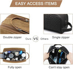 BAGSMART Toiletry Bag for Men, Canvas Travel Toiletry Organizer Dopp Kit Water-resistant Shaving Bag for Toiletries Accessories,Khaki-Medium