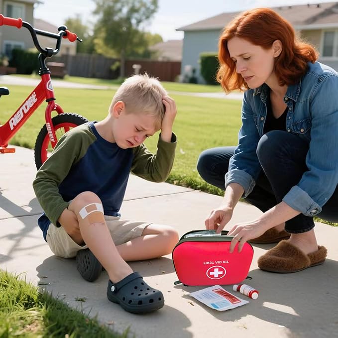 First Aid Kit 196 Piece Waterproof Hard Shell Eva Portable Survival Kit for Home, Camping, Cars, Hiking, Travel, Outdoor, Adventure Emergency Medical Kits (Red)