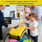 22 Inch Kid Ride Suitcase, Kid Travel Trolley With Safety Belt, Kids Luggage Seat Ride With Lock, Luggage For Kids Airplane Travel,Suitcase To Aged 1-6 Years Old, ABS+PC (Yellow)