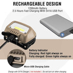 EverBrite Rechargeable Headlamp, LED Bright Motion Sensor Head Lamp Flashlight with 6 Modes, Adjustable Headlight for Adults with White Red Light, Water Resistant, Khaki, for Hiking, Running, Camping