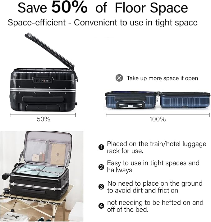 Hanke 26 Inch Large Checked Luggage PC Hard Shell Luggage Top Opening Travel Luggage Suitcases with Wheels for Woman Men.(Jet Black)