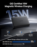Baseus Picogo Magsafe Portable Charger, Qi2 Certified 0.5" Ultra Slim 15W Wireless Power Bank Bundle with Power Bank Fast Charging 67W, 10000mAh Small Portable Phone Charger Built-in Dual USB C Cables