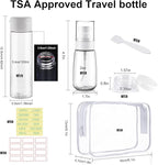 Travel Bottles for Toiletries 9 PCS 3.4oz TSA Approved Travel Size Containers Leak Proof Plastic Squeeze Bottle Small Cream Jars & Refillable Spray Bottle for Shampoo Conditioner Toner(Clear)
