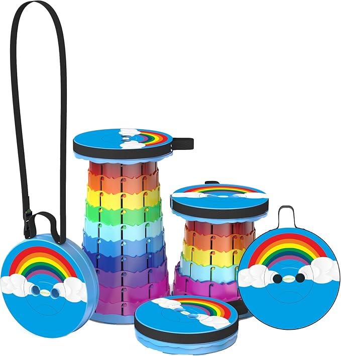 ALEVMOOM Portable Collapsible Stool Retractable Folding Telescoping Stool for Adults Sturdy Capacity 440lbs Foldable Camping Stool for Outdoor Hiking Garden BBQ