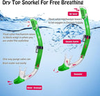 Kids Mask Fins Snorkel Set Snorkeling Packages, with Diving Mask, Snorkel, Adjustable Swim Fins, Mesh Bag, Anti-Fog Anti-Leak Snorkeling Gear for Kids for Snorkeling Swimming Diving