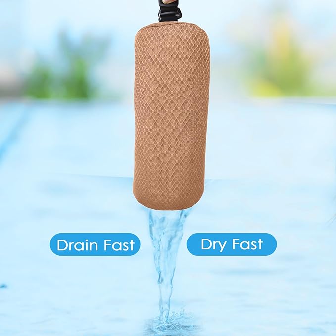 REEZEIVI 1Pack Headrest Pillow for Patio Chaise Lounge,Chaise Lounge Pillows Outdoor 3D air mesh with Elastic Band,Quick Drying and Washable Spa Pillow for Recliner,Beach Chair,Office Chair,Brown