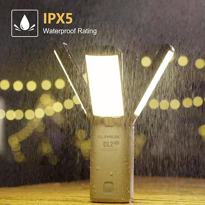 KLARUS CL2 Rechargeable Camping Lantern, 750LM 7 Light Modes Waterproof Foldable Tent Light with Power Supply for Emergency, Camping, Beach, Travel, Power Outages