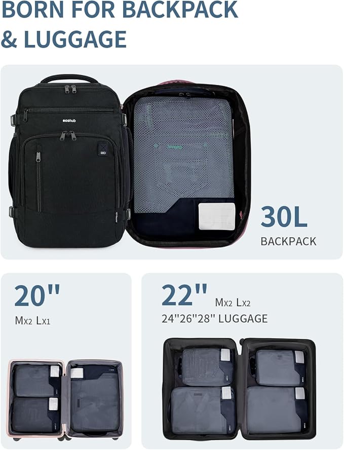 ECOHUB 4 Set /6 Set Packing Cubes for Travel Durable Suitcase Organizer Bags Set with Personalized Tag Various Sizes Travel Essentials Traveling Accessories for Luggage Machine Washable