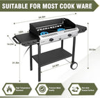 Bestfire 2 Burner Propane Stove Outdoor Camping Gas Stoves 150,000 BTU Auto Ignition with Regulator and Side Shelves Perfect for Patio Home Cooking and Frying