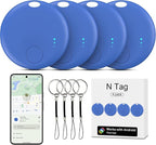 Tracker Tag for Android or iOS, Tracker Tags-4 Pack Smart Tag, Dual System Both iOS and Android Tracker Tags, Apple Find My or Google Find Hub App, Keys Finder Item Locator for Wallets (Blue)