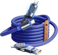 4 in 1 USB C Cable Lightning Cable,100W Fast Charging & Data Transfer,iPhone iPad Charger Cord with Lightning/Type C/USB A for iPhone 16/15/Macbook,IPad,5FT Blue [SHEZI Series]