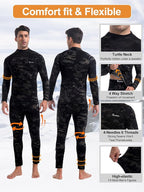 romision Thermal Underwear for Men Long Johns Fleece Lined Hunting Gear Bottom Top Set Base Layer for Cold Weather Gift