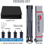 MASTERCANOPY Heavy Duty Pop-up Canopy Tent with Sidewalls (10x10,Black)