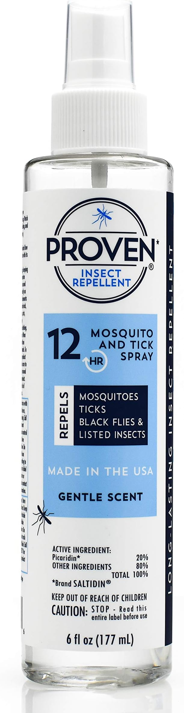 Proven Insect Repellent Spray, Keep Mosquitoes, Ticks and Flies Off, DEET Alternative Repellent, Up to 12-Hour Protection, Great for Camping or Hiking, 6 Ounce, Gentle Scent Spray
