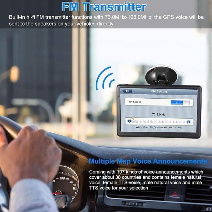 GPS Navigator 7 inch Touch Screen 256-16GB, GPS Navigation for Car Truck RV, 2025 Maps (Free Lifetime Updates), GPS Commercial Drivers Semi Trucker Navigation System, Spoken Turn-by-Turn Direction