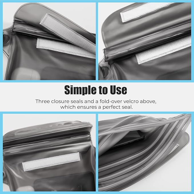 ECHTPower 2-Pack Waterproof Pouch Bag, Waterproof Fanny Pack, Waterproof Dry Bag with Adjustable Waist Strap for Beach Swimming Kayaking Floating Boating