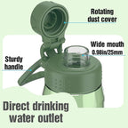 Water Bottle 32oz, clear water bottle with Spout Lid and Carry Handle, Reusable, Tritan, BPA Free, Hiking Water Bottle Suitable for Travel, Outdoors, Gym, Travel, Home, School (Army Green)