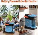 SENIX Coffee Maker Single Serve, Portable, 2-in-1 20V 5.0 Ah Battery, Charger & Power Cord, Compatible with K-Cups, Ground, Pods, 8oz Brew Size - for Travel, Camping, To-Go, Job Site, Home (CMX2-M4)