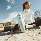 BOTTLE BOTTLE Insulated Water Bottle 24 oz with Handle and Flip Tops Lids Stainless Steel Water Bottle Push Button Lid Leak proof Portable for Running Travel Sports Hiking green