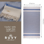 Ruvy Home Basics 2 Pack Turkish Beach Towels – Oversized Quick-Dry Bath Towels (40 x 72 Inches) – 100% Cotton Large Towels for Pool, Yoga, Travel, Camping Essentials, and Bathroom Decor - Navy