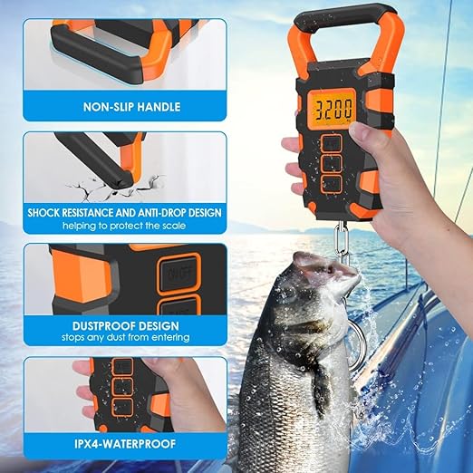 Portable Luggage Scale, 50KG Digital Fishing Scale with Ruler Portable Travel Luggage Weighing Scale Digital Fishing Scale Kitchen Food Scale(Green)