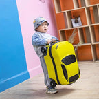 Kids Car Shaped Luggage Telescopic Handle Child's Sit on Suitcase Lightweight 3D Cartoon Car Suitcase for Young Children, Vacation, Airport, Purple