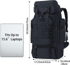 80L Hiking Backpack Camping Travel Daypack Waterproof Adjustable Extra Large Backpack Climbing Trekking Outdoor Sport Bag Molle Rucksack for Men Women (Black)