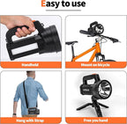 Superbright Handheld LED Spotlight Flashlight Powerful Searchlight USB Rechargeable Lantern with Power Bank Function Portable Camping Emergency Light (White Light)