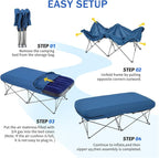 KAMPKEEPER Camping Cot,Camping Cots for Adults,Folding Camping Cot with Inflatable Air Mattress and Carry Bag,for Outdoor Travel Camp Beach Vacation (not Included The Airpump)