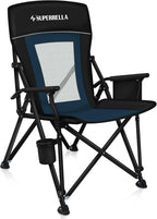 Camping Chair Portable Folding Lawn Chair Comfortable Hard Arm Sturdy for Family Camp, Outdoor, Sports, Beach, Travel, Support 400 lbs, Black&Blue