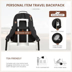 LOVEVOOK Laptop Backpack for Women with Pouch Pocket for Large Capacity Cup,18 Inch Teacher Nurse College Work Backpack Purse,Waterproof Laptop Bag Computer Back Pack for Travel,Black+Wicker pattern