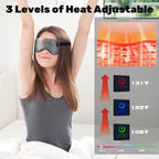 Silk Cordless Heated Eye Mask for Dry Eyes, Light Blocking Warm Eye Compress, Improved Sleep, with 3 Heat Settings, Washable Heating Pad for Migraine, Travel, Rechargeable, Men Women