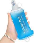 GYGYL Soft Flask, TPU Collapsible Soft Water Bottle for Hydration Pack, Running Vest, Leak-Proof Folding Water Bottle for Hiking Cycling Climbing Jogging-250ml Blue