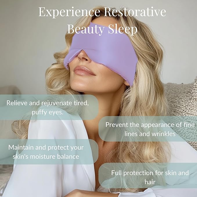 Aila 100% Mulberry Silk Sleep Mask Eye Mask for Men and Women with Adjustable Headband, Full Size Large Sleep Mask & Blindfold for Total Blackout for All Night Sleep, Deep Meditation