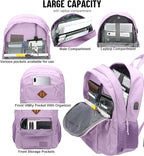 KEOFID Classic Travel backpack for Men and Women, Anti Theft Laptop Backpack with USB Charging Port for Work, Large Bag for College, Water Resistent(Purple)