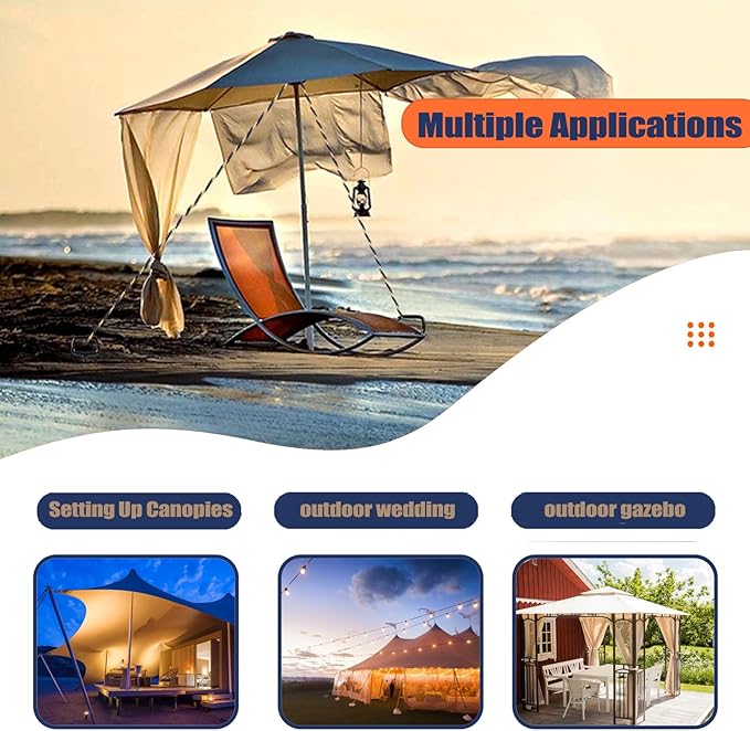 16In Tent Stakes with 6PCS Heavy Duty Adapter, Screw Ground Anchors, Tree Straightening Kit, Mobile Home Anchors (Black)