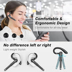Bluetooth Headset, 100Hrs Talk Time Dual Noise Cancellation Wireless Earpiece, V5.4 Built-in Mic & Mute Button 270° Rotatable Hands Free Headphones with 500mAh Charging Case for Business/Driving